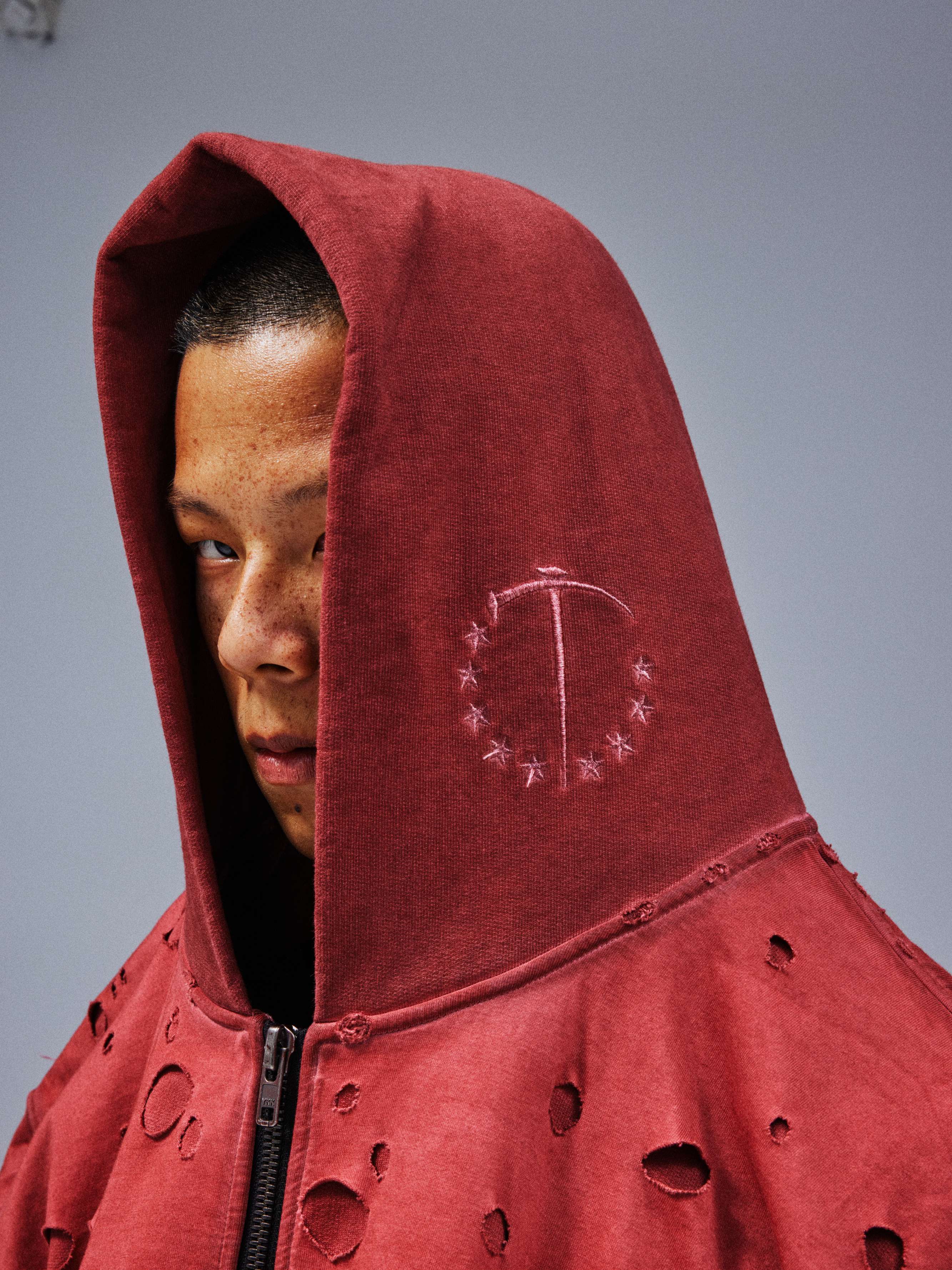 Distressed with Punch Holes Vintage Wizard Hat Short and Wide Hoodie - PSYLOS 1, Distressed with Punch Holes Vintage Wizard Hat Short and Wide Hoodie, Jacket, TecNineGroup, PSYLOS 1